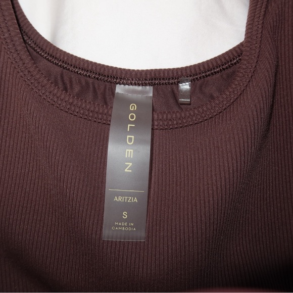 Aritzia Golden Set – Rich Mocha Brown (Tee + Bra + Shorts) | S/M/6 - Picture 6 of 7